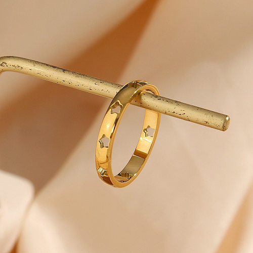 Anéis de aço inoxidável estrela geométrica da moda Anéis de aço inoxidável vazados