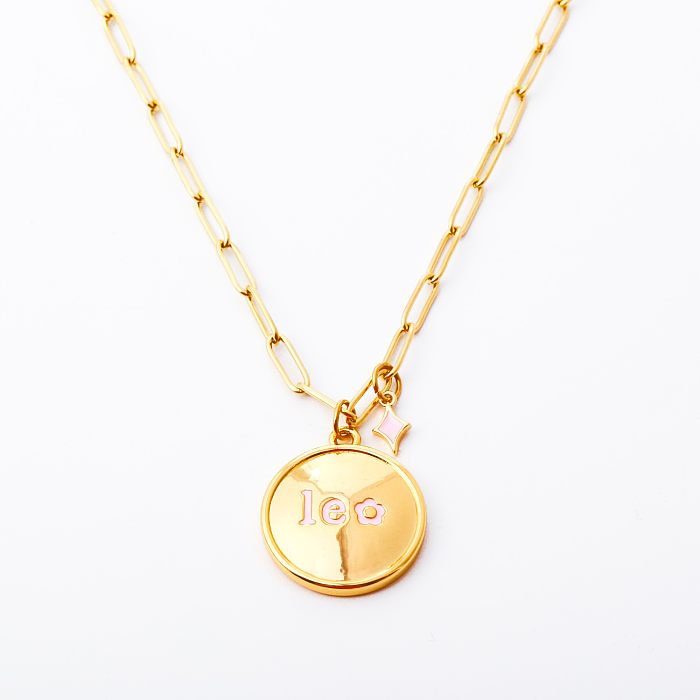 Casual Basic Commute Letter Constellation Copper Plating 18K Gold Plated Pendant Necklace