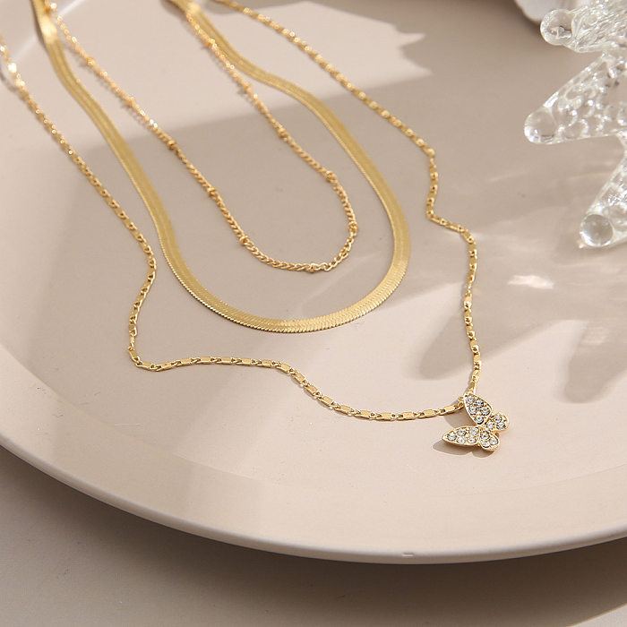 Elegante Kreuz-Schmetterlings-Kupfer-Halskette, die Kupfer-Halsketten überzieht