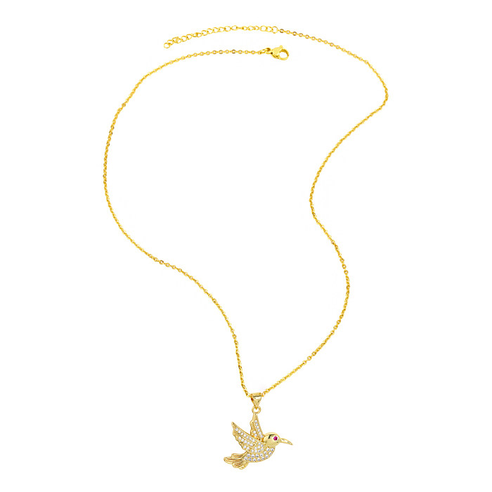 1 peça estilo simples pássaro cobre incrustado zircão pingente colar