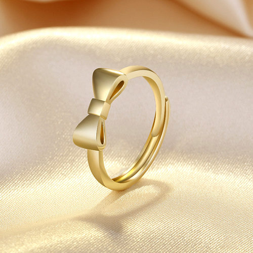 Simple Style Waves Copper Plating Inlay Artificial Crystal Rings 1 Piece