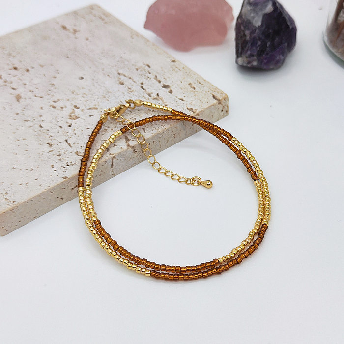 IG Style Round Beaded Copper Knitting Plating 18K Gold Plated Necklace
