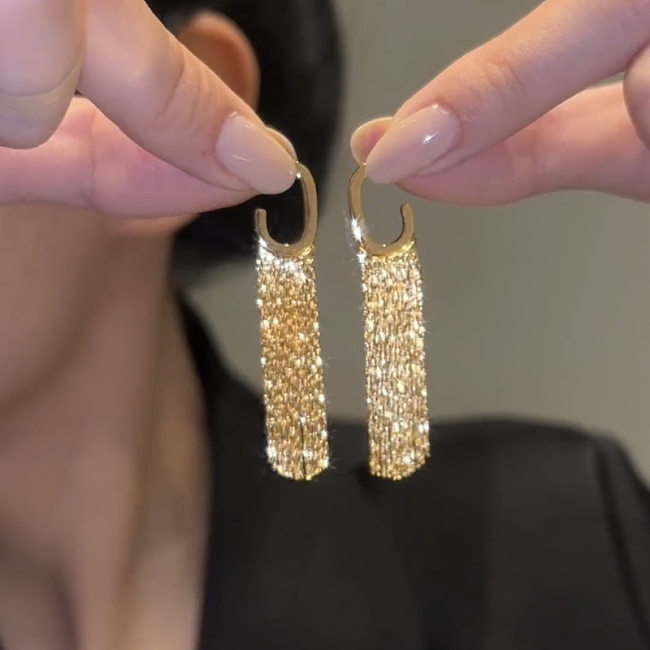 1 Pair Simple Style Tassel Copper Chain Drop Earrings