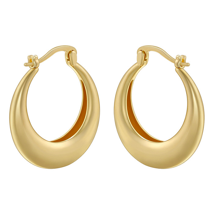 1 paire de boucles d'oreilles en cuivre plaqué or 18 carats, Style Vintage, Simple, ovale, torsadé irrégulier