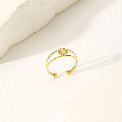 Einfacher, geometrischer offener Ring aus Edelstahl mit 18-Karat-Vergoldung in großen Mengen