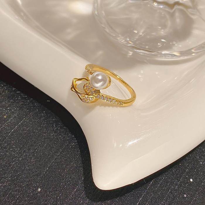 Colar de anéis de zircão de opala com incrustações de cobre Lady Flower