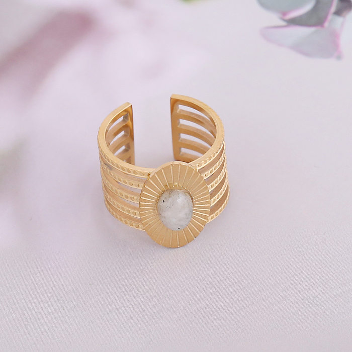 New Personality Natural Stone Stainless Steel Ring