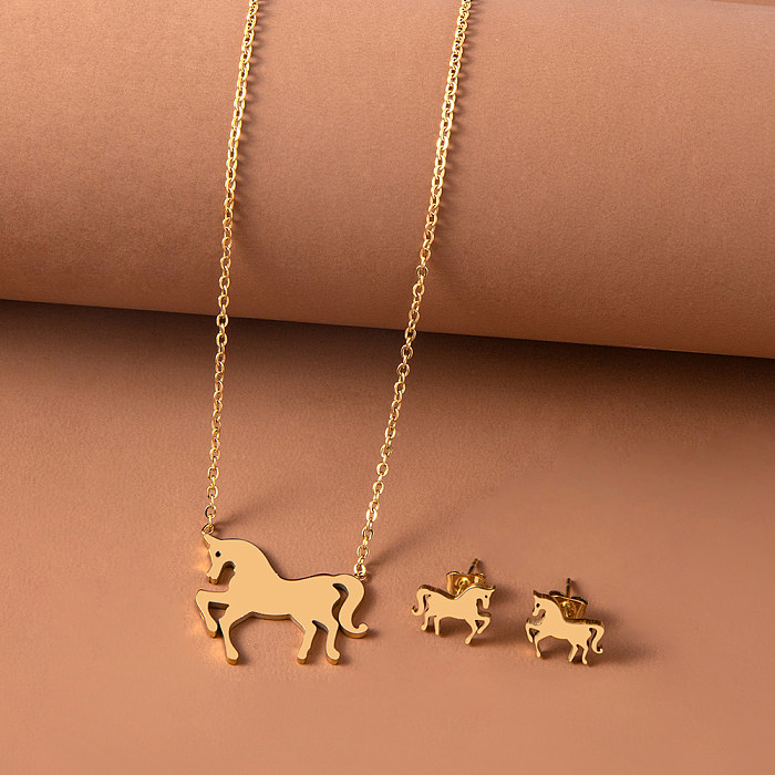 Classic Style Horse Stainless Steel Plating Jewelry Set 1 Set