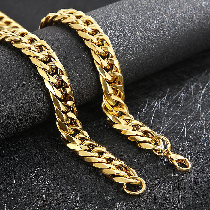 Hip-Hop Rock Solid Color Stainless Steel Patchwork Bracelets Necklace