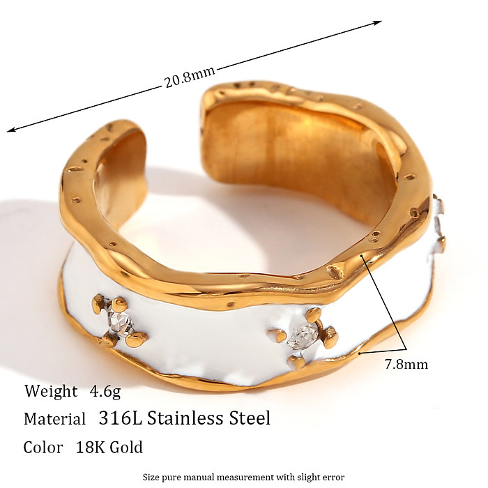 Vintage Style Simple Style Classic Style Solid Color Stainless Steel Plating 18K Gold Plated Open Rings