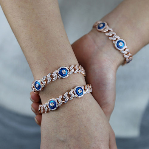 Hip-Hop Geometric Copper Inlay Zircon Bracelets