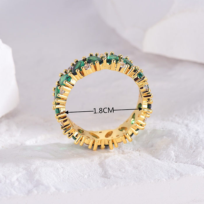 1 Stück luxuriöse runde Verkupferungs-Inlay-Zirkon-Ringe