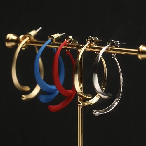 Retro-Ohrringe aus einfarbigem Kupfer mit Überzug aus Kupfer