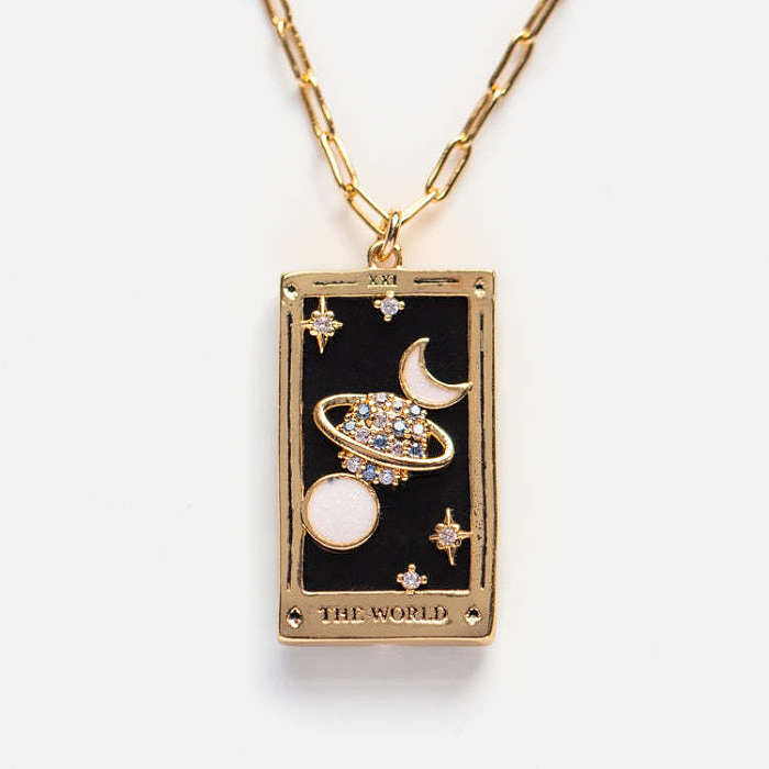 Tarot-Karte tropft Öl Sonne Mond Stern Element Kupfer Zirkon Halskette weiblich Großhandel
