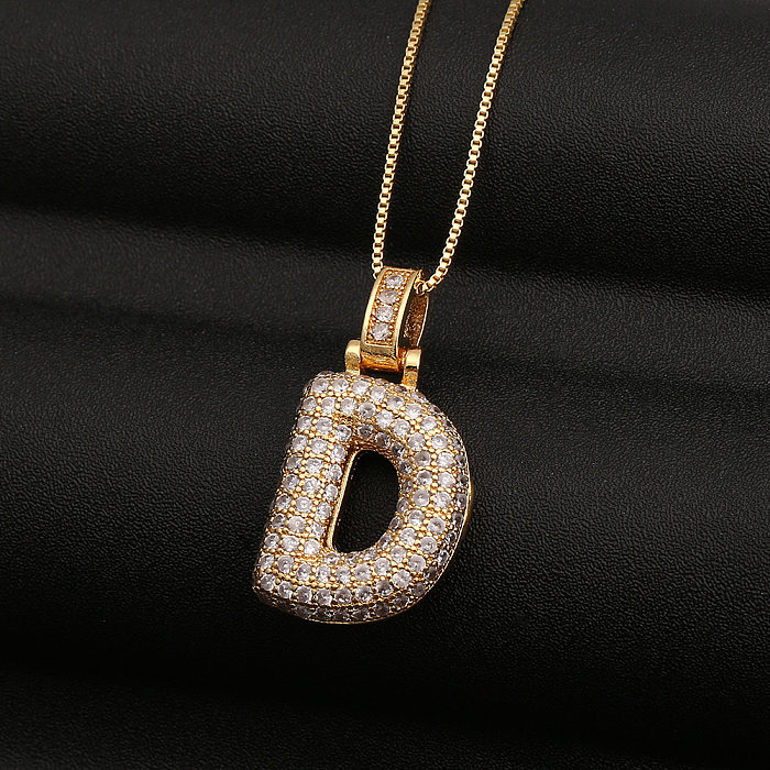 Modische englische Buchstaben-Kupfer-eingelegte Zirkon-Halskette im Großhandel