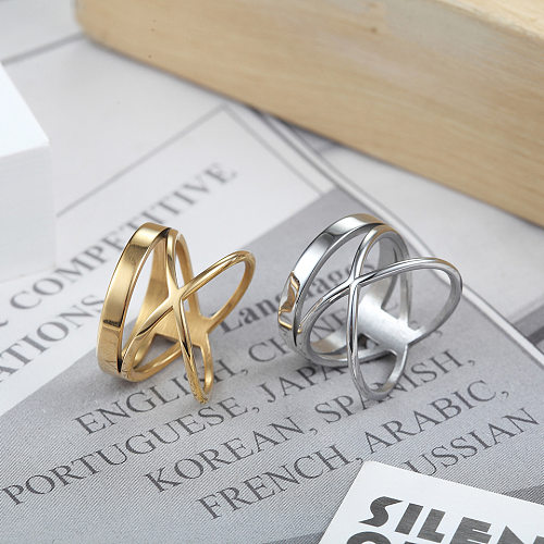 Vente en gros anneaux en acier titane géométriques de style simple