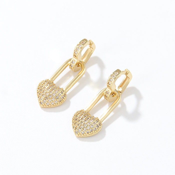 Vintage Style Geometric Copper Drop Earrings Plating Inlay Zircon Copper Earrings