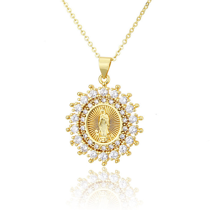 Fashion Simple Saint Religious Zircon Copper Necklace Wholesale jewelry