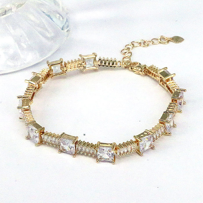 Bracelets plaqués or en Zircon avec incrustation de cuivre géométrique de Style classique rétro