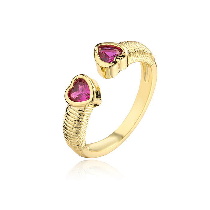 Fashion Geometric Copper Open Ring Inlay Zircon Copper Rings