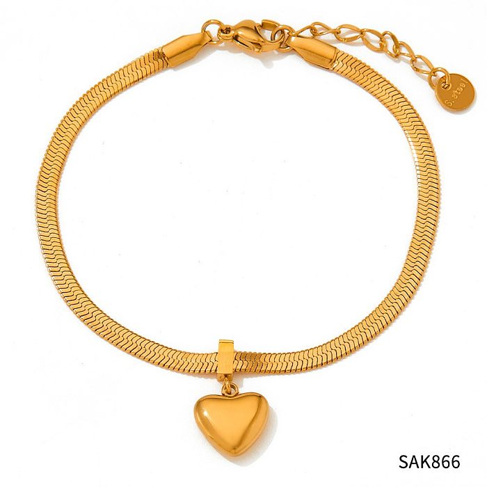 Fashion Star Heart Shape Stainless Steel Titanium Steel Plating Zircon Bracelets Earrings Necklace 1 Piece 1 Pair