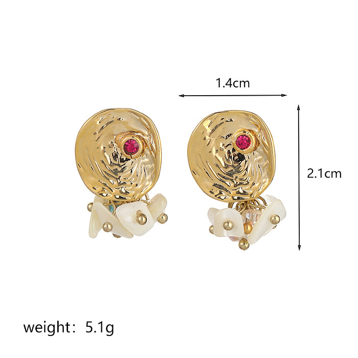 1 par de pinos de orelha banhados a ouro 18K estilo IG estilo simples cacto flor chapeamento incrustação de cobre pérola zircão