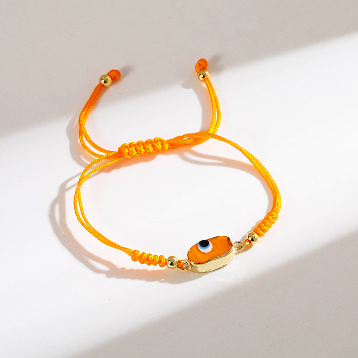 INS Style œil du diable corde de perles d'eau douce cuivre perlé émail placage bracelets plaqués or 18 carats