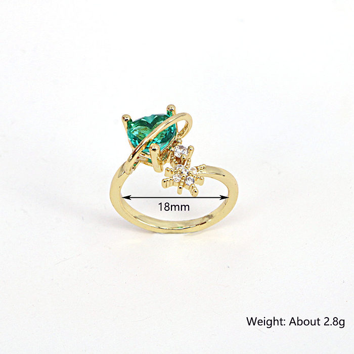 Fashion Copper New Micro-inlaid Color Diamond Copper Rings