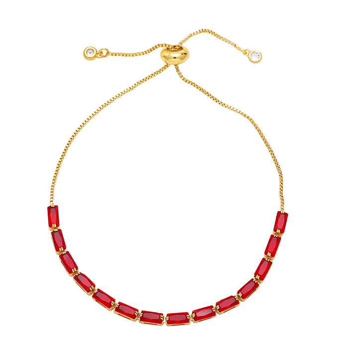 Simple Style Rectangle Copper Gold Plated Zircon Bracelets 1 Piece