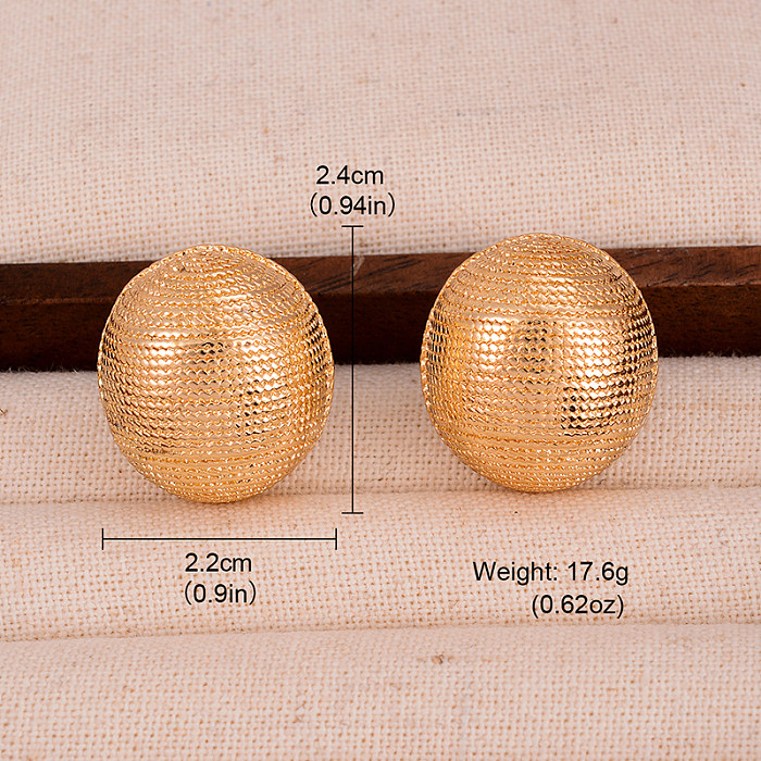 1 Pair IG Style French Style Hemispherical Solid Color Plating Copper 14K Gold Plated Earrings