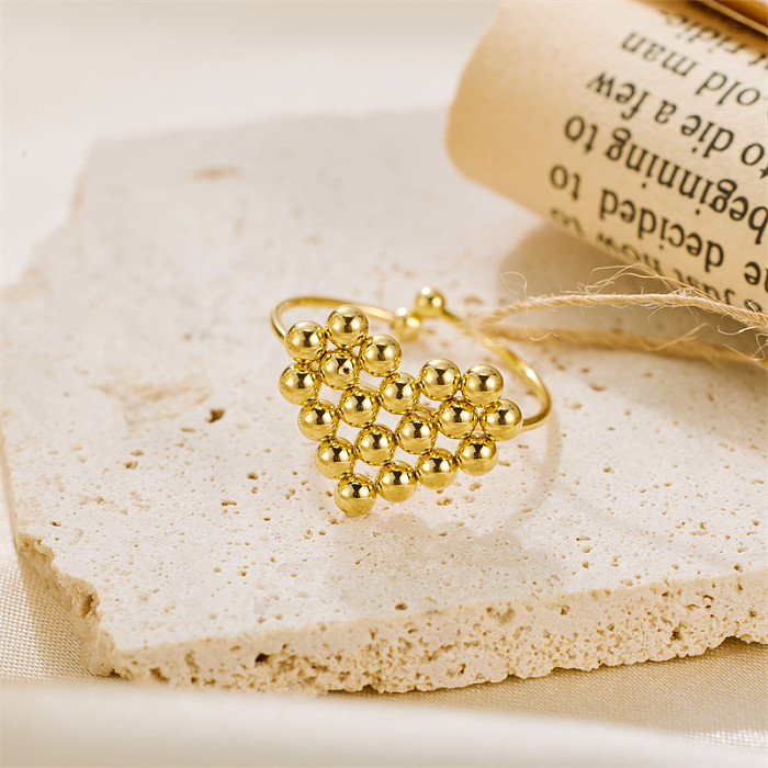 Estilo vintage estilo simples formato de coração chapeamento de aço inoxidável anéis abertos banhados a ouro 18K