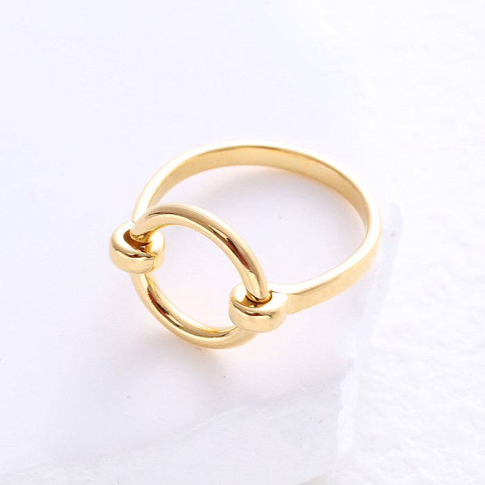Simple Style Commute Solid Color Stainless Steel Plating 24K Gold Plated Rings