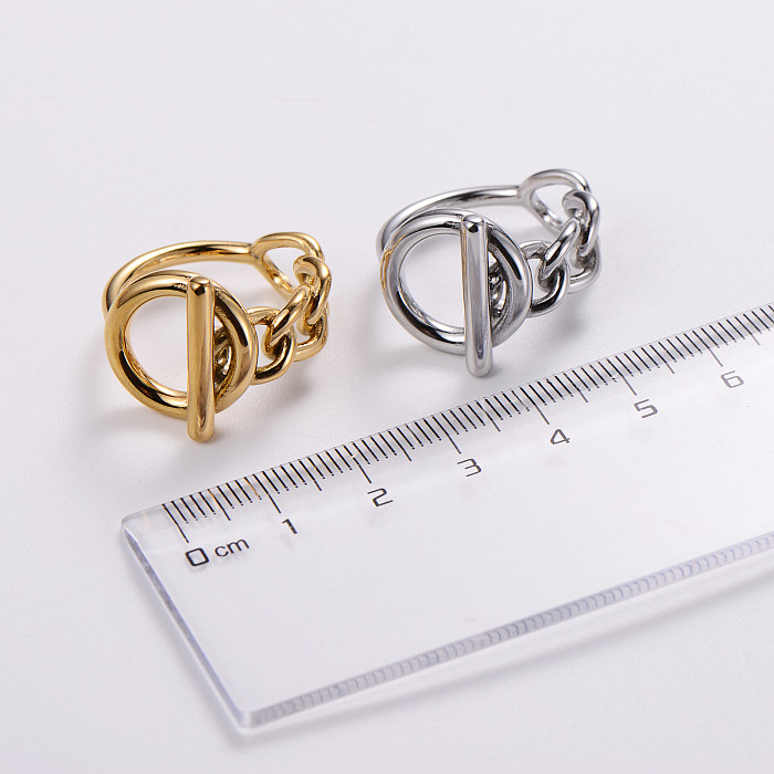 Correntes de estilo simples de 1 peça com estampa de anéis de chapeamento de aço inoxidável