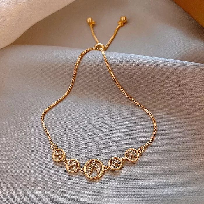 Fashion Geometric Copper Plating Artificial Gemstones Bracelets 1 Piece