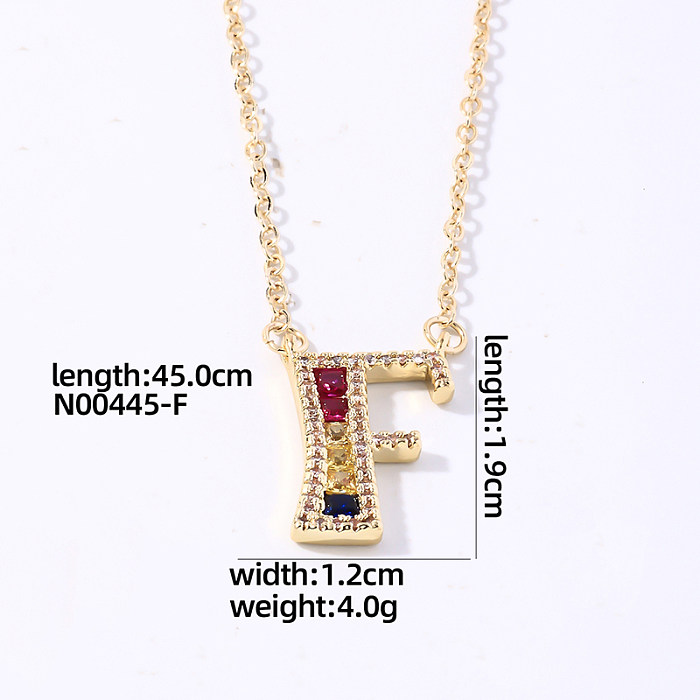 Casual Simple Style Shiny Letter Stainless Steel Copper Plating Inlay Zircon Gold Plated Pendant Necklace
