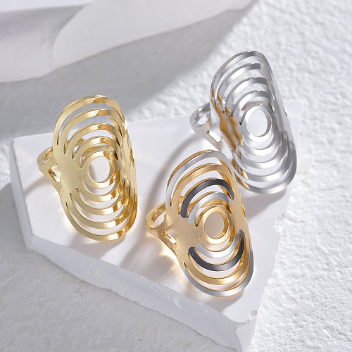 Streetwear Color Block Stainless Steel Plating 14K Gold Plated Open Rings