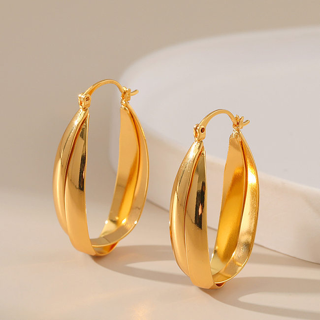 1 Paar elegante Damen-Ohrringe in U-Form mit 18 Karat vergoldetem Kupfer