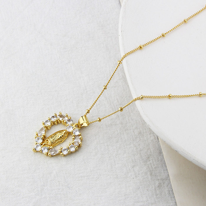 Europäische und amerikanische neue Diamant-Jungfrau-Halskette, weibliche AliExpress-Spot-Direktversorgung, verkupfertes Gold, Liebes-Jungfrau-Glauben-Anhänger