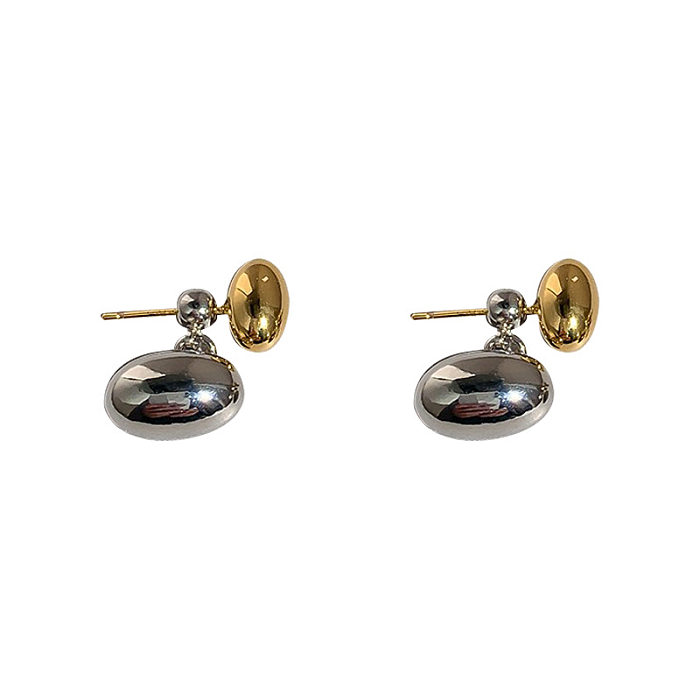 1 par de brincos de orelha banhados a ouro 18K de latão oval estilo simples