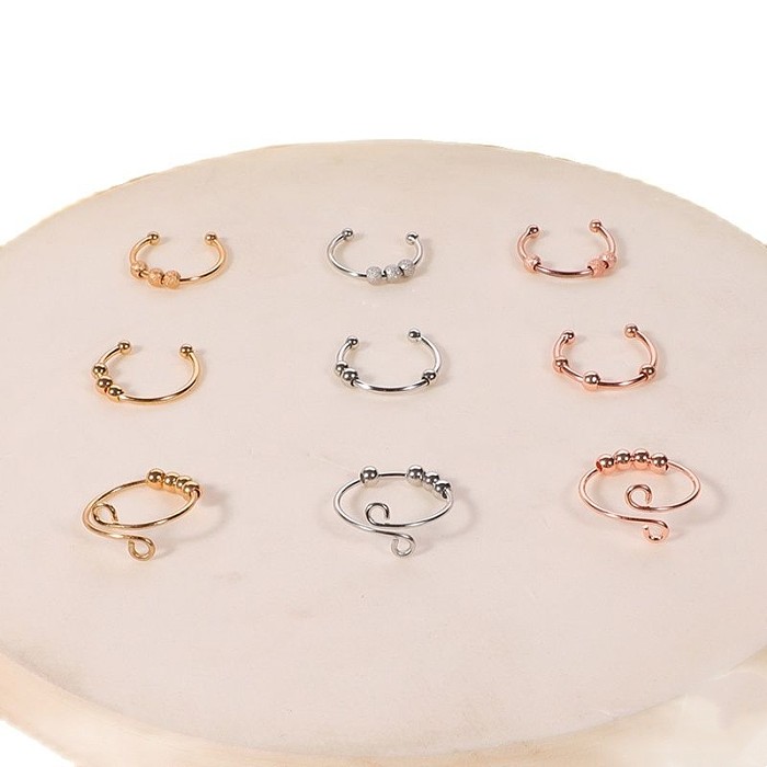 Simple Style Solid Color Steel Copper Plating Rose Gold Plated White Gold Plated Gold Plated Open Rings