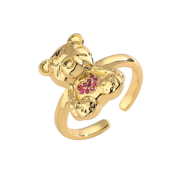 Luxuriöse, vergoldete offene Ringe mit Bärenverkupferung und Inlay-Zirkon