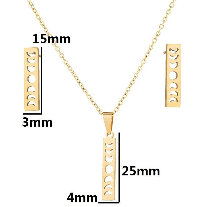 1 Set schlichter geometrischer Stil mit Ohrringen und Halskette aus Edelstahl mit Titanstahlbeschichtung