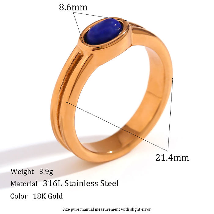 Vintage Style Ethnic Style Classic Style Colorful Stainless Steel Plating Inlay Natural Stone 18K Gold Plated Rings