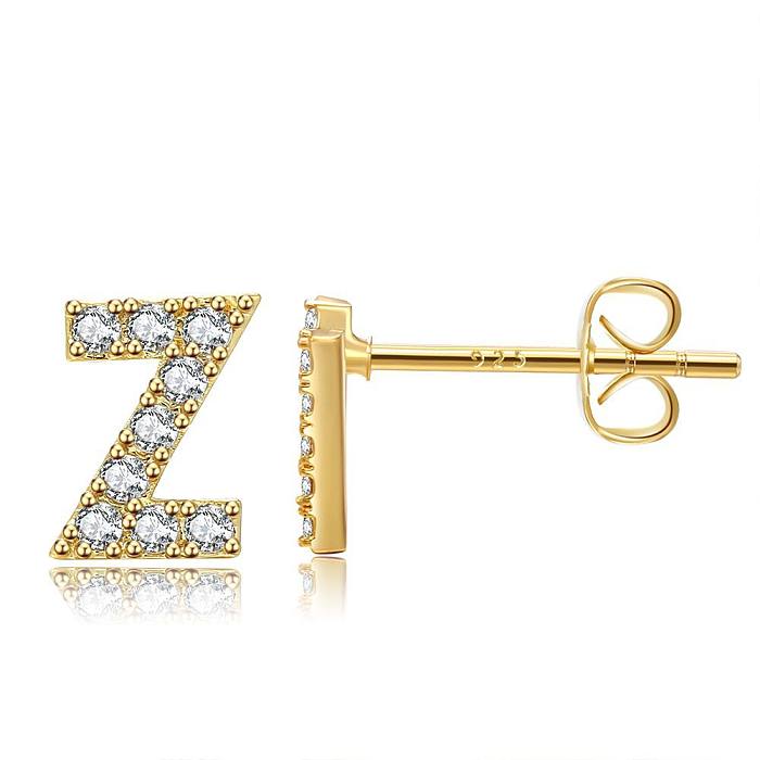 Wholesale Jewelry Letter Copper Inlaid Zircon Stud Earrings jewelry