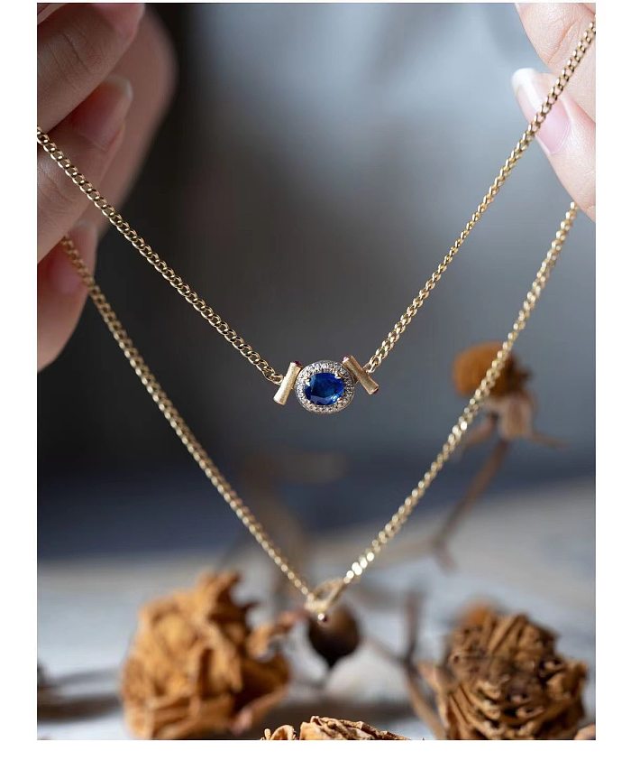 Retro Round Copper Plating Inlay Artificial Gemstones Bracelets Necklace