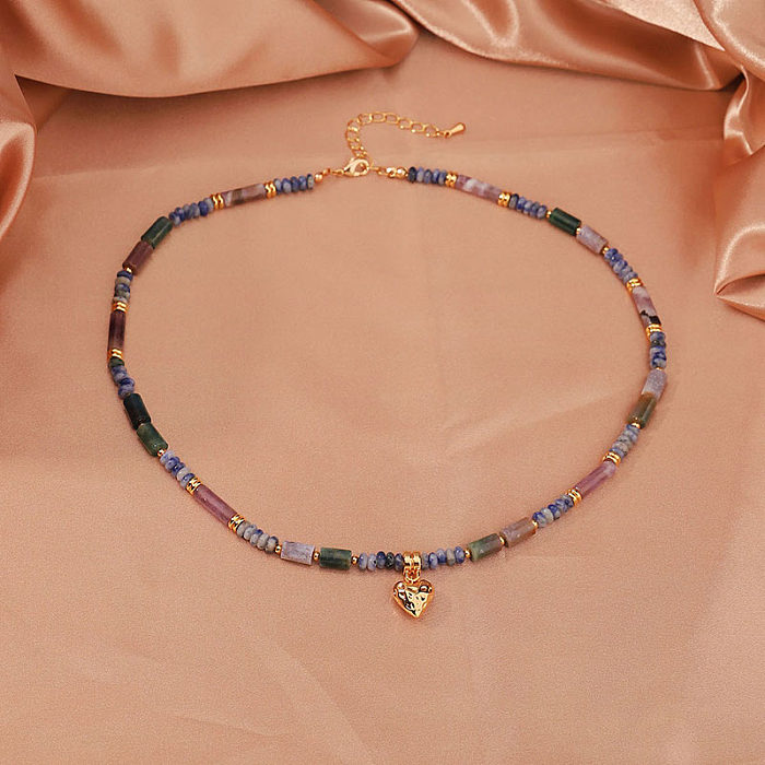 IG Style Einfache Halskette mit Anhänger in Herzform, Kupferperlenbeschichtung, 18 Karat vergoldet