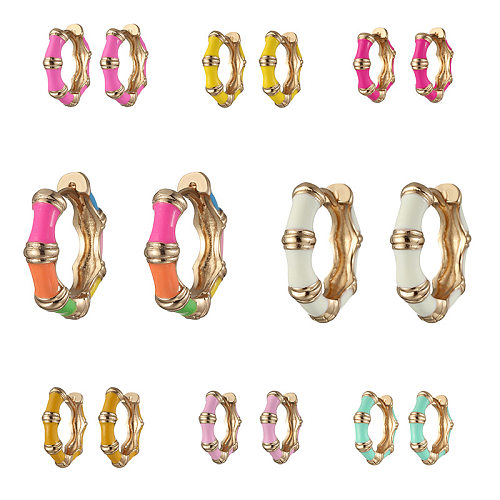 1 Pair Fashion Color Block Copper Enamel Earrings