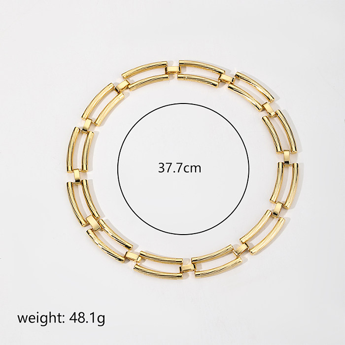 Hip-Hop Rock Simple Style Geometric Solid Color Copper Plating 18K Gold Plated Silver Plated Necklace