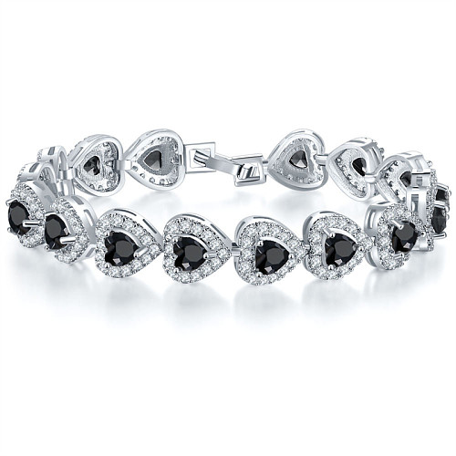Bracelets Hip-Hop décontractés en forme de cœur brillant avec incrustation de cuivre et Zircon