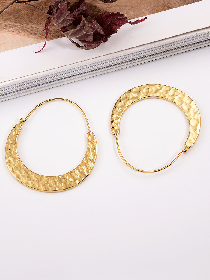 1 Pair Simple Style Solid Color Plating Pleated Copper 18K Gold Plated Earrings